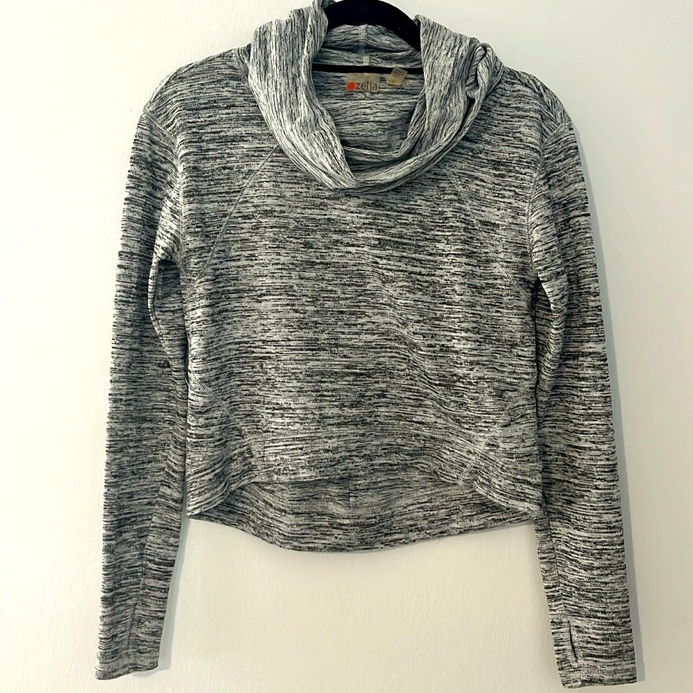 Z by Zella Mockneck Cropped‎ Sweater Gray Size XS Tall